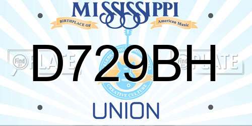 D729BH Mississippi License Plate