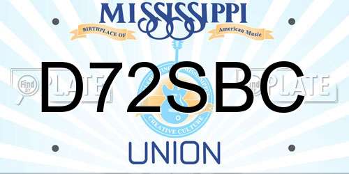 D72SBC Mississippi License Plate