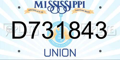 D731843 Mississippi License Plate