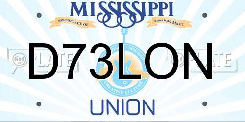 D73LON Mississippi License Plate