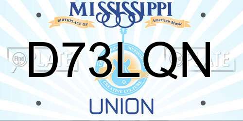 D73LQN Mississippi License Plate