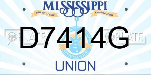 D7414G Mississippi License Plate