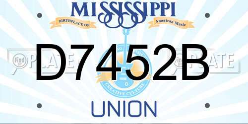 D7452B Mississippi License Plate