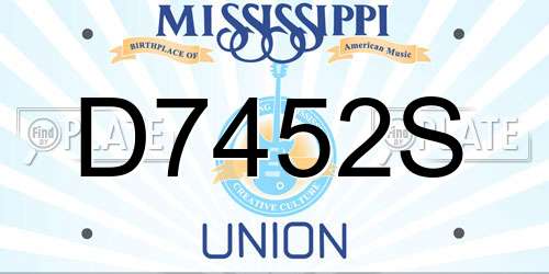 D7452S Mississippi License Plate