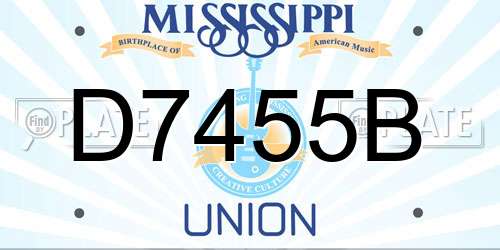 D7455B Mississippi License Plate