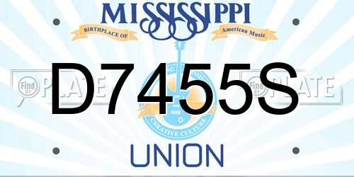 D7455S Mississippi License Plate