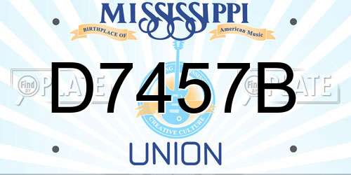 D7457B Mississippi License Plate