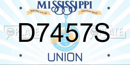 D7457S Mississippi License Plate