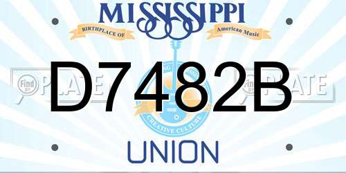 D7482B Mississippi License Plate