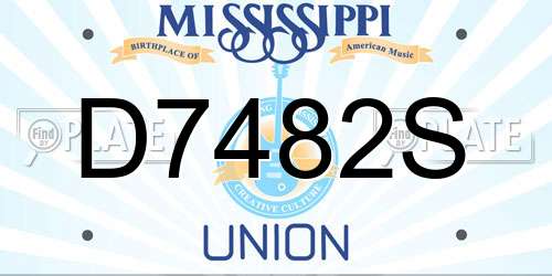 D7482S Mississippi License Plate