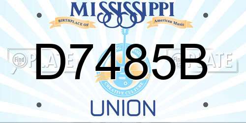 D7485B Mississippi License Plate