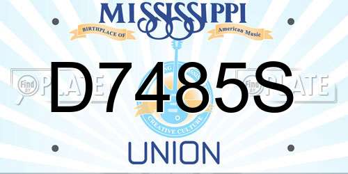 D7485S Mississippi License Plate