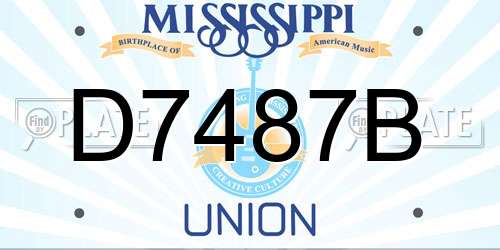 D7487B Mississippi License Plate