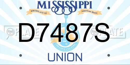 D7487S Mississippi License Plate