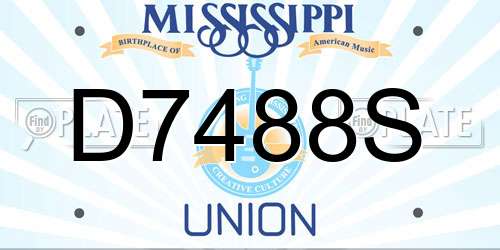 D7488S Mississippi License Plate