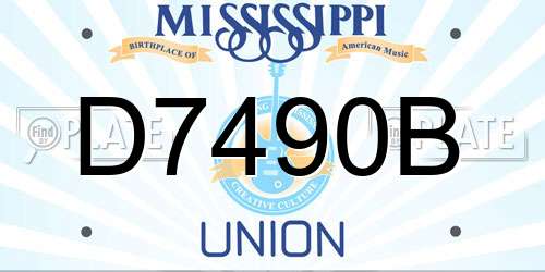 D7490B Mississippi License Plate