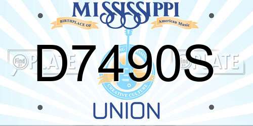 D7490S Mississippi License Plate