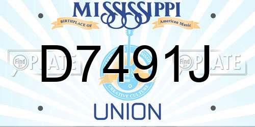 D7491J Mississippi License Plate