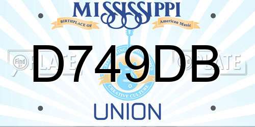 D749DB Mississippi License Plate
