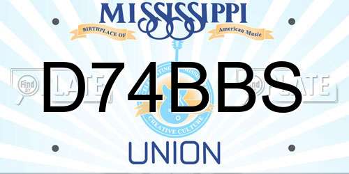 D74BBS Mississippi License Plate