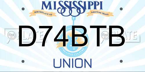 D74BTB Mississippi License Plate