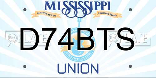 D74BTS Mississippi License Plate