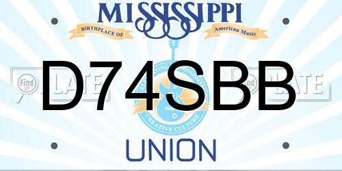 D74SBB Mississippi License Plate