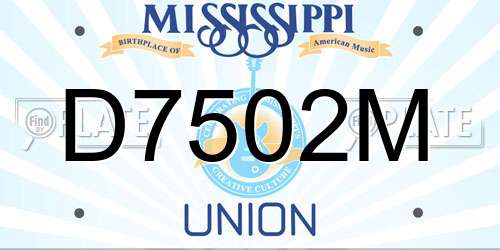 D7502M Mississippi License Plate
