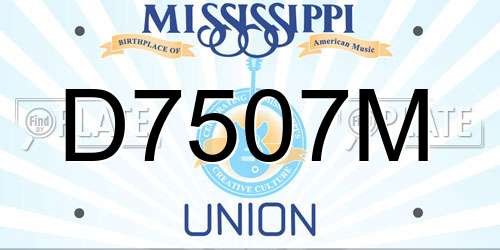 D7507M Mississippi License Plate