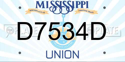 D7534D Mississippi License Plate