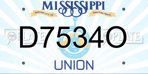 D7534O Mississippi License Plate