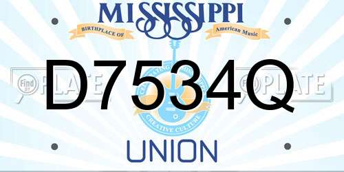 D7534Q Mississippi License Plate