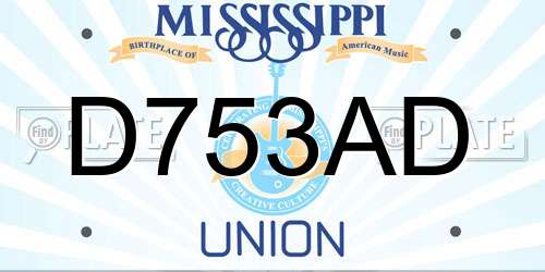 D753AD Mississippi License Plate