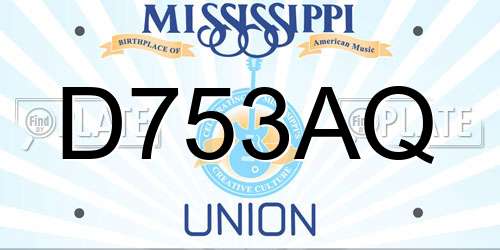 D753AQ Mississippi License Plate