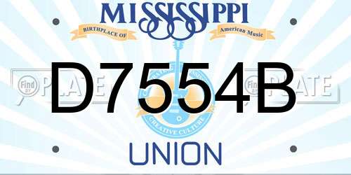 D7554B Mississippi License Plate