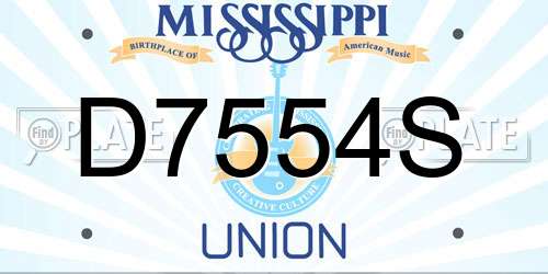 D7554S Mississippi License Plate