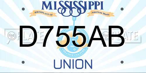D755AB Mississippi License Plate