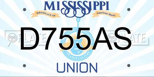 D755AS Mississippi License Plate