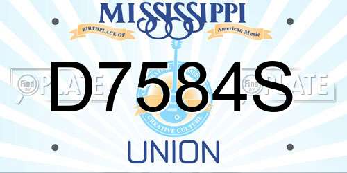 D7584S Mississippi License Plate