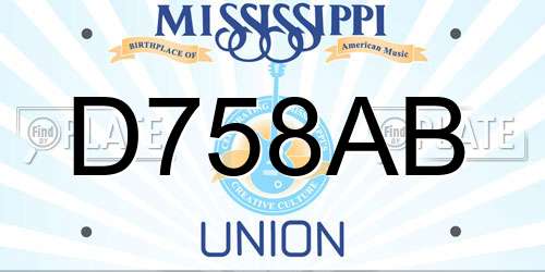 D758AB Mississippi License Plate
