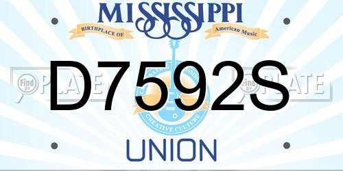 D7592S Mississippi License Plate
