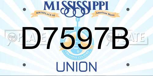 D7597B Mississippi License Plate
