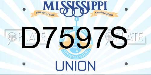D7597S Mississippi License Plate
