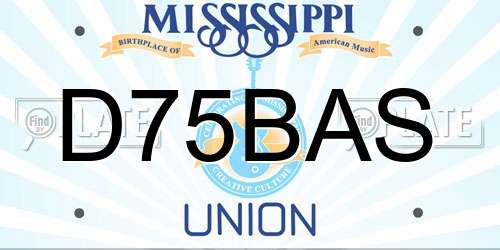 D75BAS Mississippi License Plate