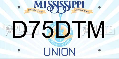D75DTM Mississippi License Plate