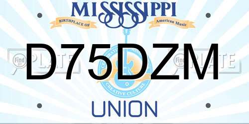 D75DZM Mississippi License Plate