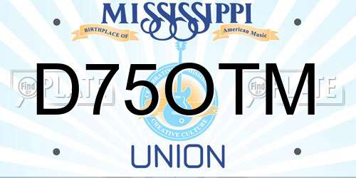 D75OTM Mississippi License Plate