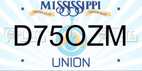 D75OZM Mississippi License Plate