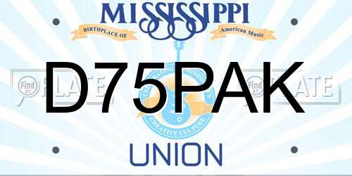 D75PAK Mississippi License Plate