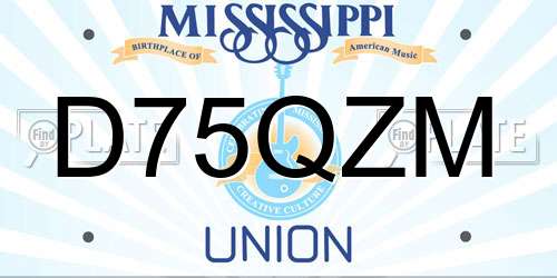D75QZM Mississippi License Plate